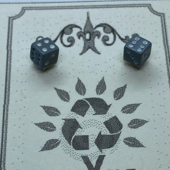 Gray Mini Dice Earrings Handmade - Picture 7 of 8